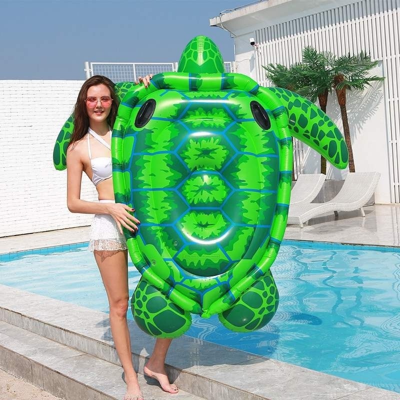 Intex 57524 2 Handle Water Inflatable Animal Cartoon Turtle Ride Children's Toy