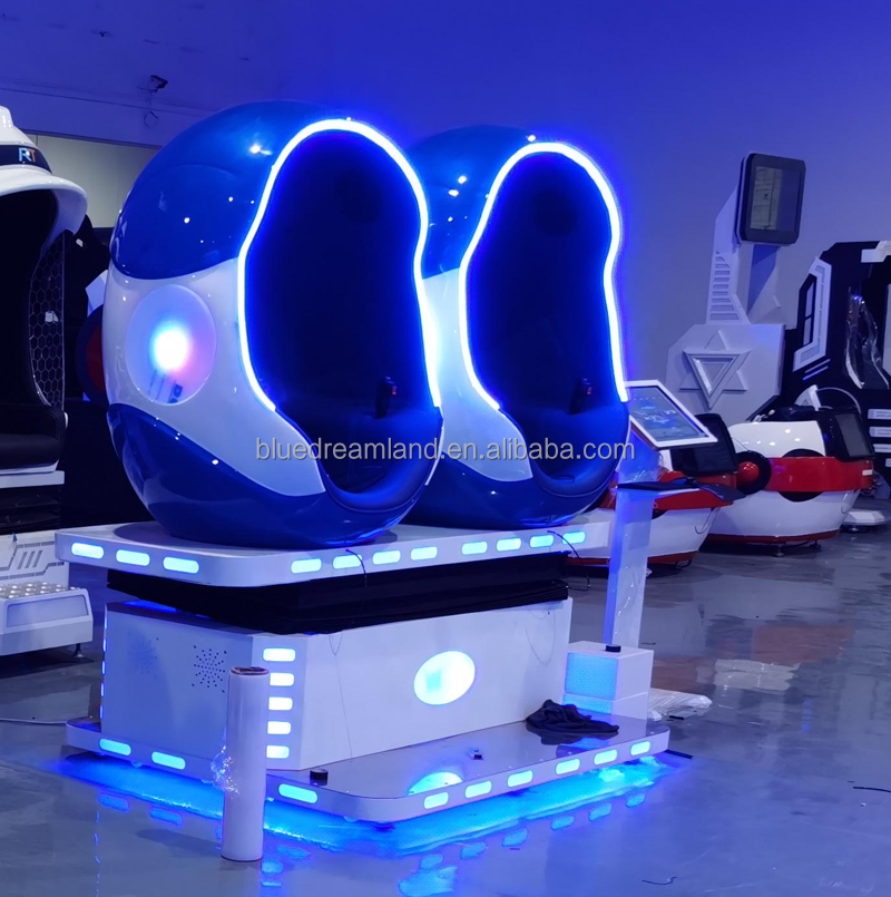 9D VR Double Seats Blue Hat Egg Chair Cinema Simulador Roller VR Equipment Coaster Virtual Reality 2 Players CE Certificate <5