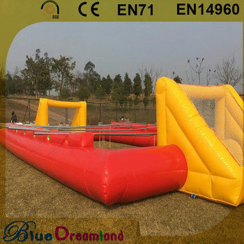 Sports games Amusement park commercial pvc Inflatable Football table, inflatable water soap soccer field/pitch/frame for sales