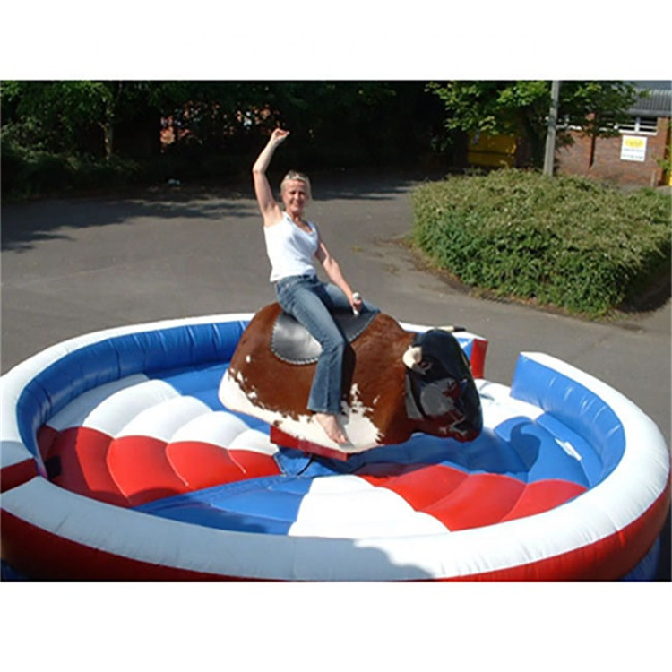 Factory price custom cheap bull games inflatable rodeo mechanical bull riding games for children and adults