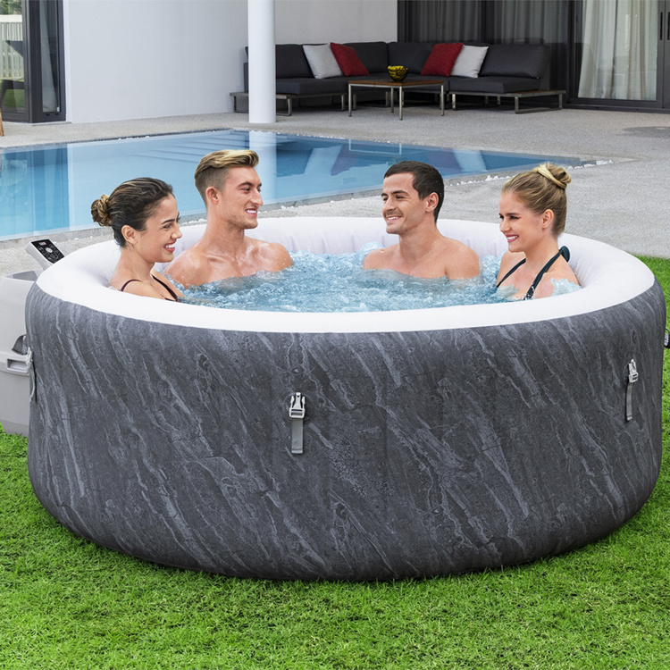 Bestway 60175 Boracay Smart AirJet 4 Blue Marble Spa Tubs Sauna Rooms Inflatable Hot Tub With App-Control 2-4 Person Spa