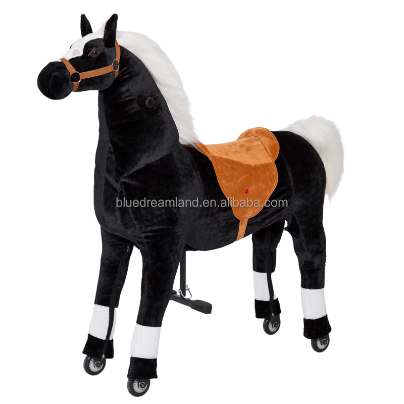 Mechanical stuffed plush animal walking ride-on horse toy princess cars horse riding for kids and adults