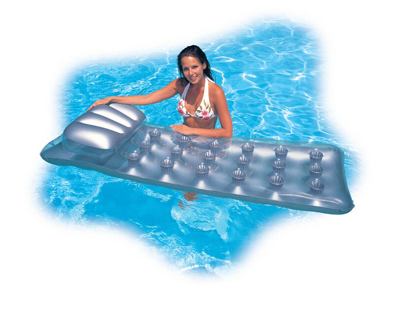 INTEX 58894 Inflatable Swimming Pool Float 18-Pocket Suntanned Mat Floating Platform