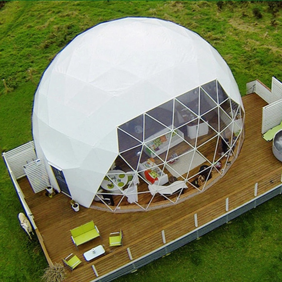 Factory Price Luxury Hotel Camping Prefab Tents Resort Waterproof Glamping Geodesic Dome House round dome tent for sale