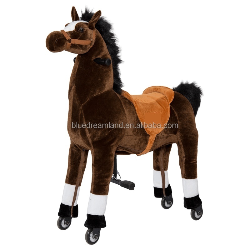 Amusement mechanical stuffed plush kids adult animal walking ride-on horse riding toy cars for sales