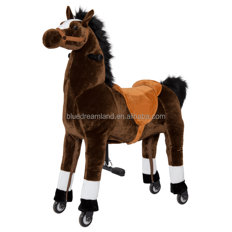 Mechanical stuffed plush animal walking ride-on horse toy princess cars horse riding for kids and adults