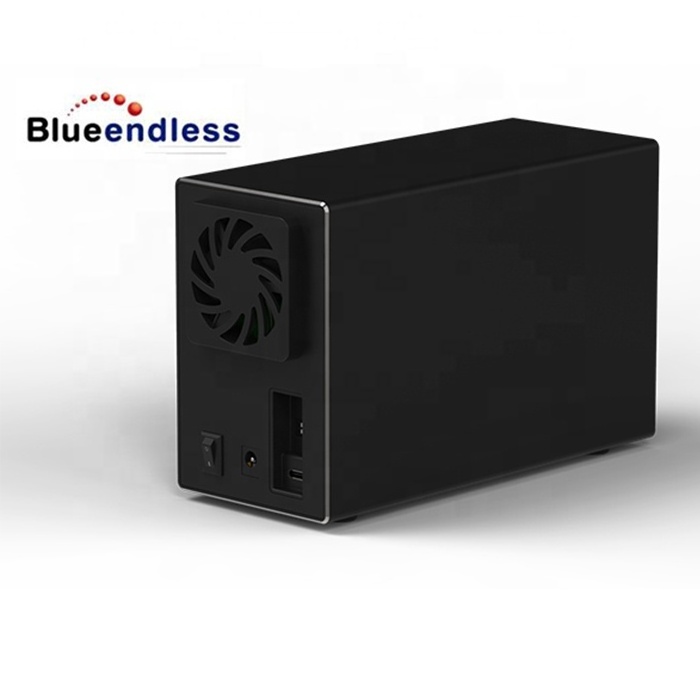 Newest HDD 3.5 Double Bay Type C Gen 2 External Hard Drive Raid 1 Enclosure USB3.1+2 SATA HDD+SSD 8TB MAX Blueendless INIC3610