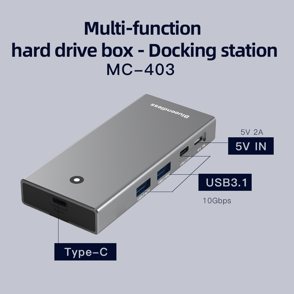 Aluminum 4 in 1 usb hubs with dc 5v/2a power adapter 10gbps hub ada usb c hub with m.2 ssd