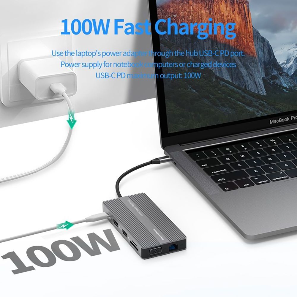 Multi Function usb Hub 3.0 Type-c  Adapter station charger hub laptop 12 in 1 usb c hub