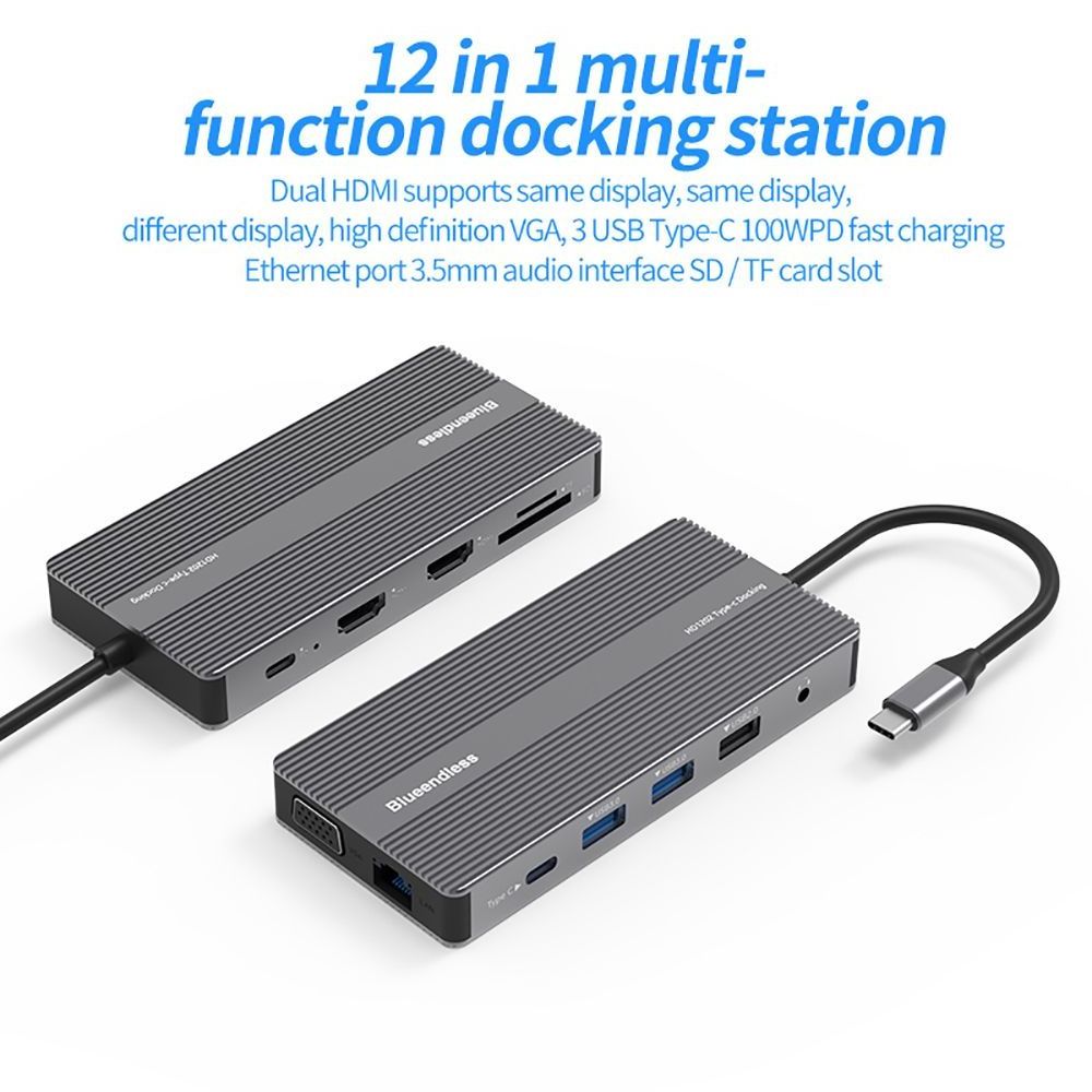 Multi Function usb Hub 3.0 Type-c  Adapter station charger hub laptop 12 in 1 usb c hub