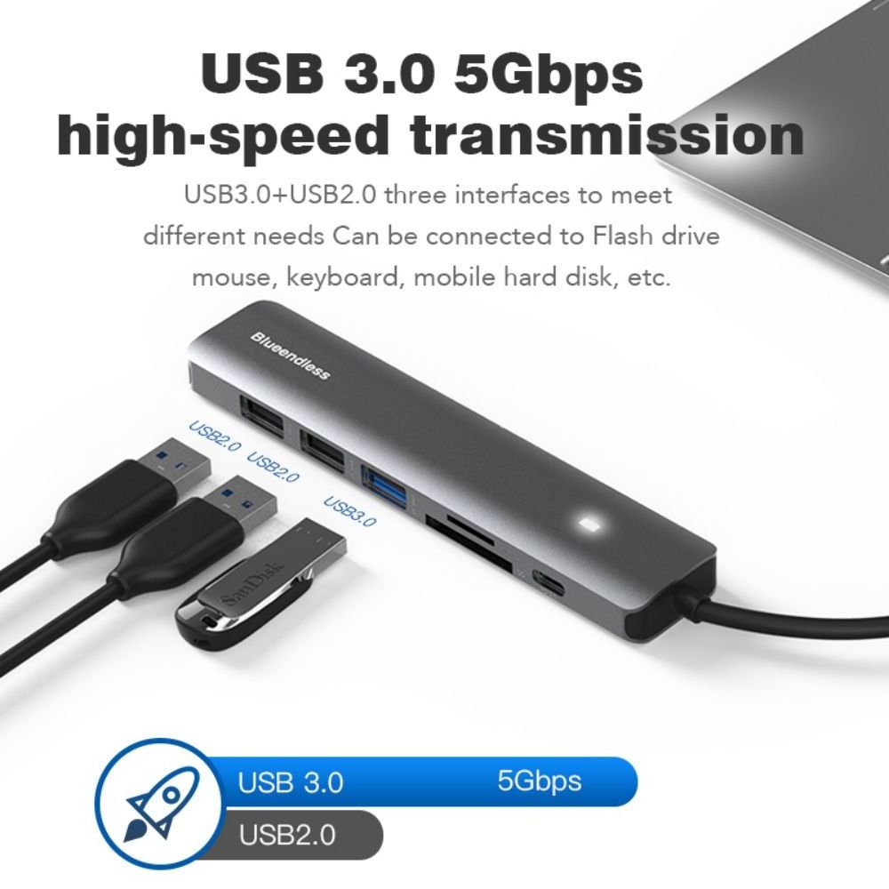 Hot sell aluminum pd charger docking station hdtv usb 3.0 3 por hub port adapter multiport usb c hub 5 in 1 type c hub