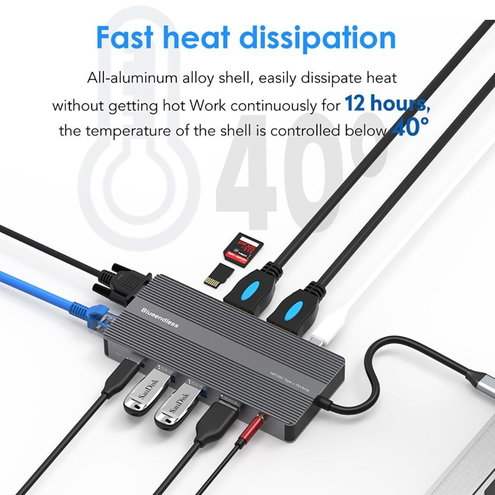 Multi Function usb Hub 3.0 Type-c  Adapter station charger hub laptop 12 in 1 usb c hub