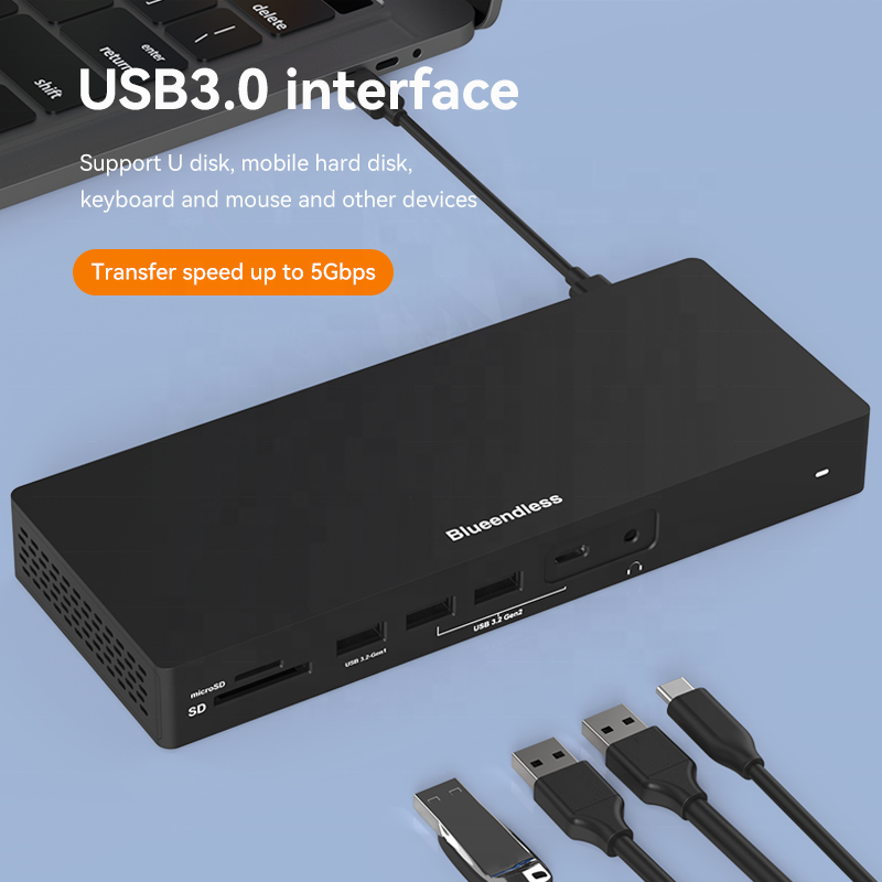 Hot Selling Converter Laptop Docking Station Usb c Hub Adapter Splitter HDTV MST for Mac Book Ethernet USB 3.0 HUB Dock