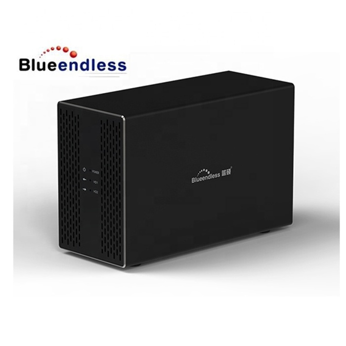 Newest HDD 3.5 Double Bay Type C Gen 2 External Hard Drive Raid 1 Enclosure USB3.1+2 SATA HDD+SSD 8TB MAX Blueendless INIC3610