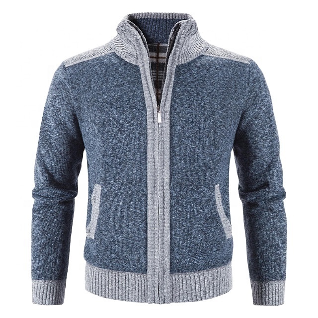 High Quality Custom OEM Breathable Men's Sweaters Long Sleeves 100% Wool Cashmere Sweater Custom Knitted Cardigan Zipper Sweater