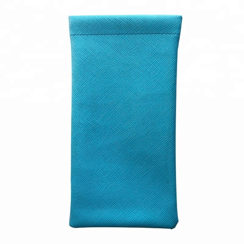 Solid color Soft Sunglasses PU Pouch Glasses Pouch Block Blue Light Spectacle Case for Unisex with Spring Top Closure