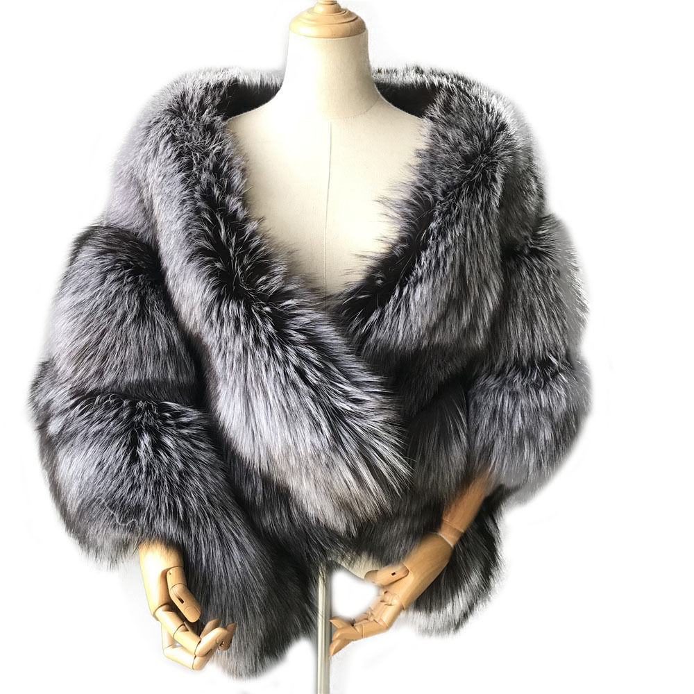 Luxury Real Fur Shawl Fashion Women Warm Genuine Fur Shawl Winter Handmade Fur Shawls