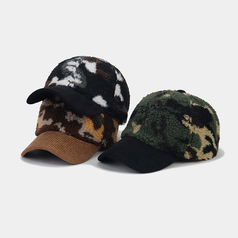 Fashion Soft Faux Fur Hat Adjustable Men Wholesale Factory Outdoor 6 Panel Sports Caps Custom Snapback Camouflage Baseball Cap