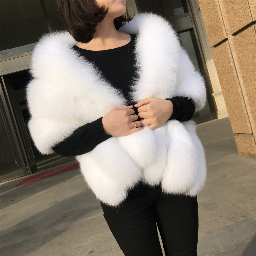 Luxury Real Fur Shawl Fashion Women Warm Genuine Fur Shawl Winter Handmade Fur Shawls