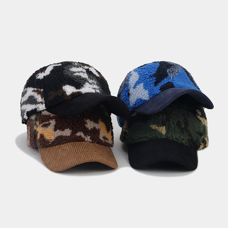 Fashion Soft Faux Fur Hat Adjustable Men Wholesale Factory Outdoor 6 Panel Sports Caps Custom Snapback Camouflage Baseball Cap