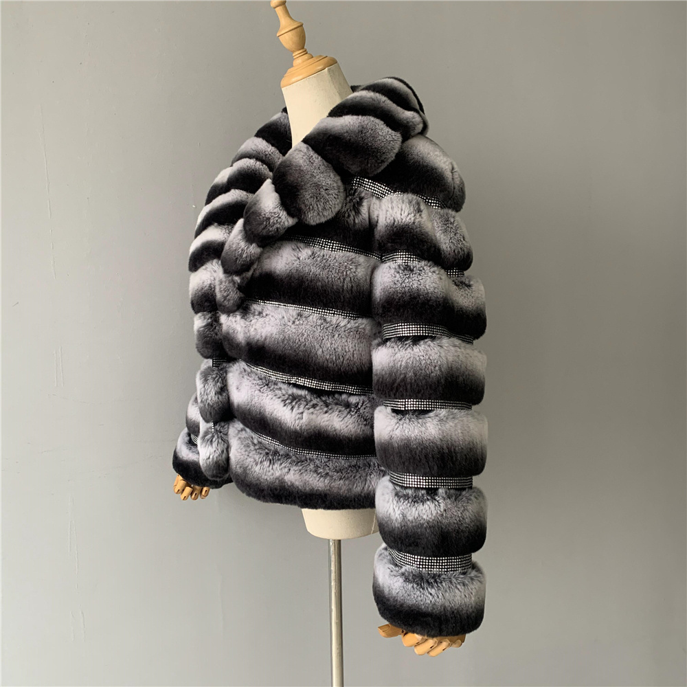 Popular Wholesale Rabbit Fur Coat China Genuine Rabbit Fur Coat Female Rex Fur Coat Chinchilla