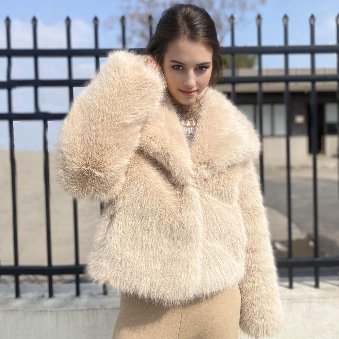 2024 New Factory Wholesale Fashionable Ladies Fake Fur Coat Winter Women Custom Faux Fur Jacket Warm Faux Fur Coat for Women