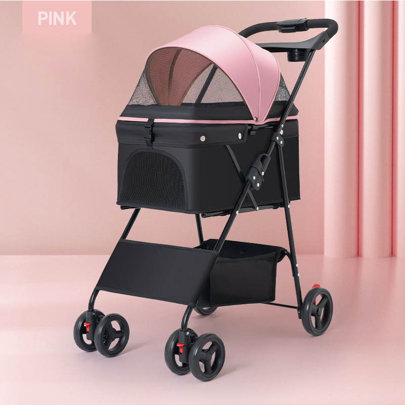 Pet Cart Trolley Luxury Dog Carrier Strollers Breathable Travel Outdoor Pet Stroller Pushchair Separation Four-Wheeled Folding