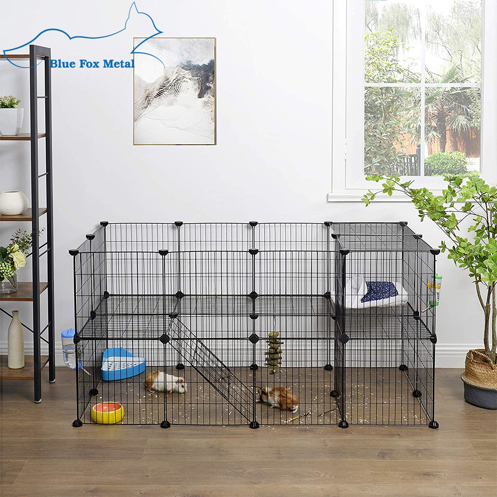 Indoor DIY folding combination free metal pet dog playpen iron net fence for animal rabbit playing