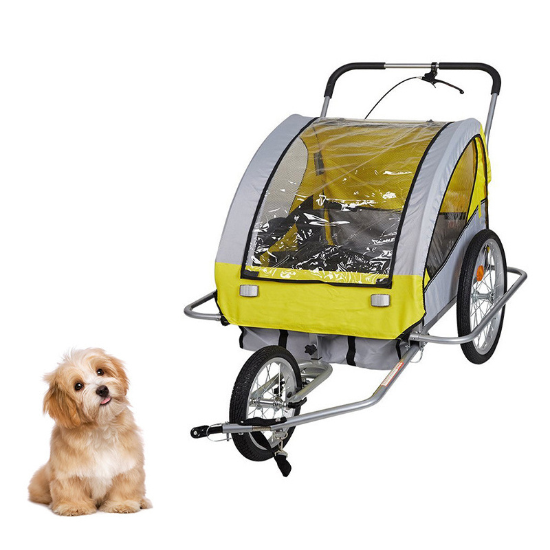 Folding Dog Bike Trailer Pet Cart Bicycle Wagon Cargo Carrier with 3 Entrances and Breathable Mesh Screen for Travel & Off-Road