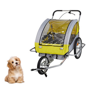 Folding Dog Bike Trailer Pet Cart Bicycle Wagon Cargo Carrier with 3 Entrances and Breathable Mesh Screen for Travel & Off-Road