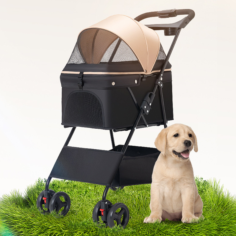 Pet Cart Trolley Luxury Dog Carrier Strollers Breathable Travel Outdoor Pet Stroller Pushchair Separation Four-Wheeled Folding