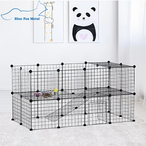 Indoor DIY folding combination free metal pet dog playpen iron net fence for animal rabbit playing