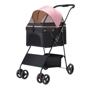 Pet Cart Trolley Luxury Dog Carrier Strollers Breathable Travel Outdoor Pet Stroller Pushchair Separation Four-Wheeled Folding