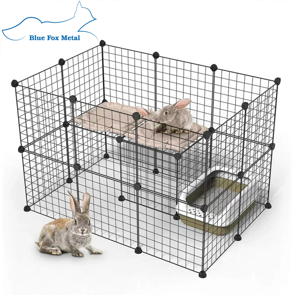 Indoor DIY folding combination free metal pet dog playpen iron net fence for animal rabbit playing