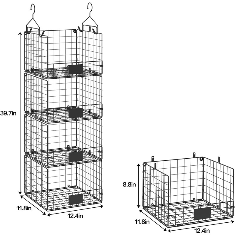 Multifunctional Closet Organizer Hanger Foldable 3 Tier Black Wire Metal Hanging Closet Organizer