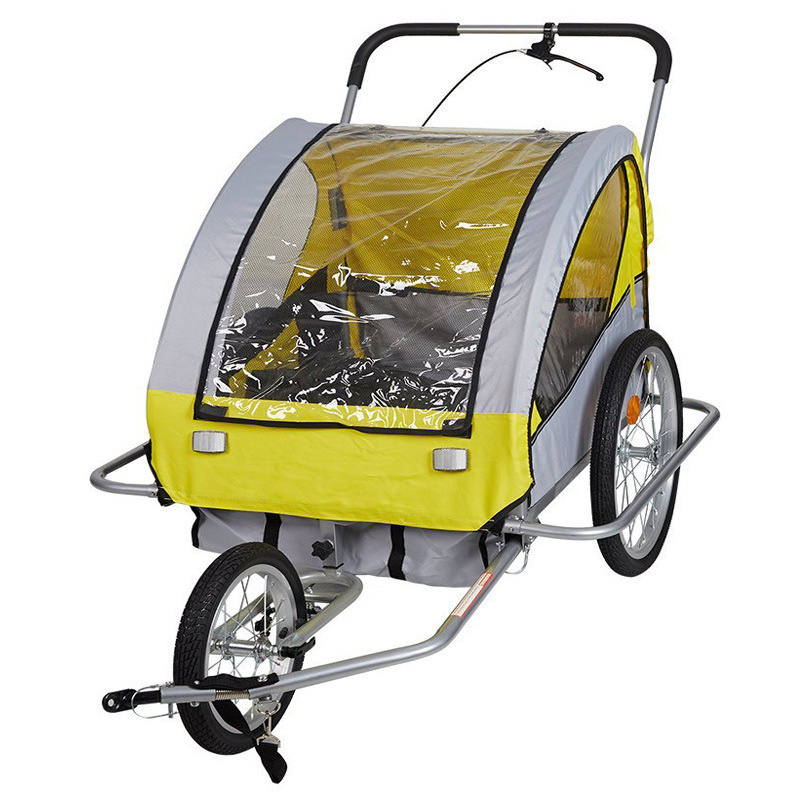 Folding Dog Bike Trailer Pet Cart Bicycle Wagon Cargo Carrier with 3 Entrances and Breathable Mesh Screen for Travel & Off-Road