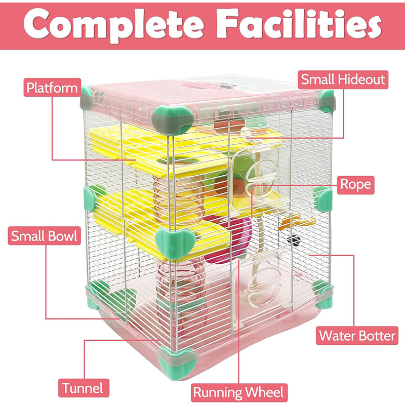 hot selling pet hamster cage big villa new two-story luxury paradise cage tunnel house kitchen toys pet supplies