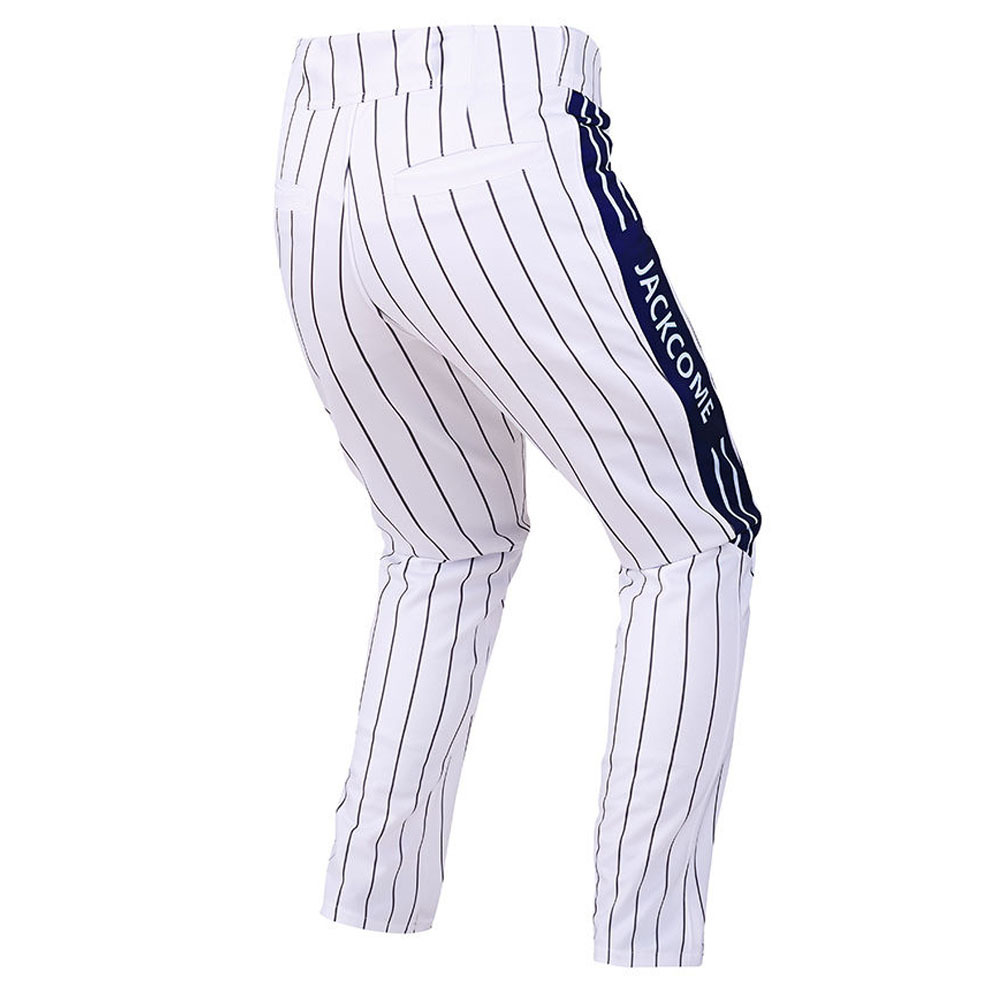 Elastic Bottom Ankle Length Baseball Pants Adult Pinstripe Baseball Pant Breathable Men White/Black Pinstripe Baseball Pant