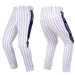 Elastic Bottom Ankle Length Baseball Pants Adult Pinstripe Baseball Pant Breathable Men White/Black Pinstripe Baseball Pant