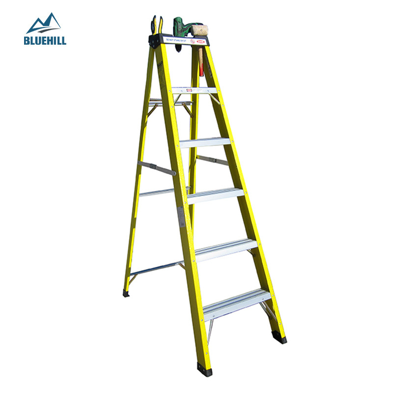 3.8 meter 8m 10m fiberglass insulation ladder semi insulated 3-section fiberglass telescopic step ladder with platform