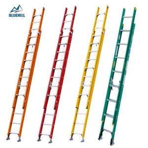 High Strength pultrusion safety lightweight 24 Step 28 ft 5m 9 m slide track fiberglass extension ladder escaleras