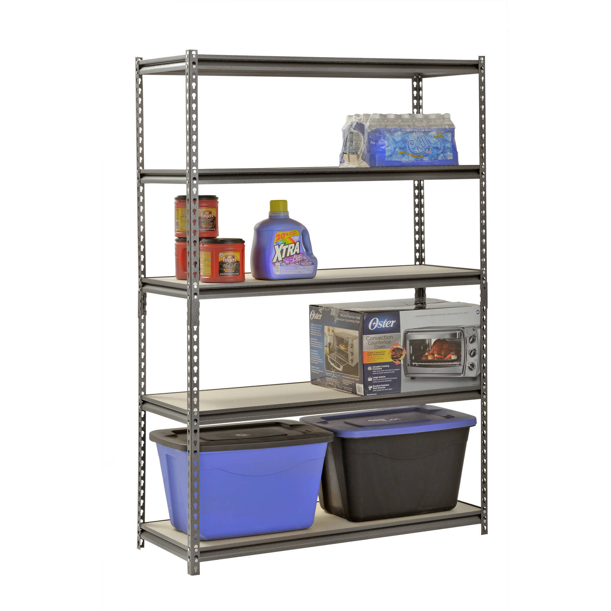 Metal Rack Adjustable Steel Storage Garage Shelving Unit 5 Shelves For Home