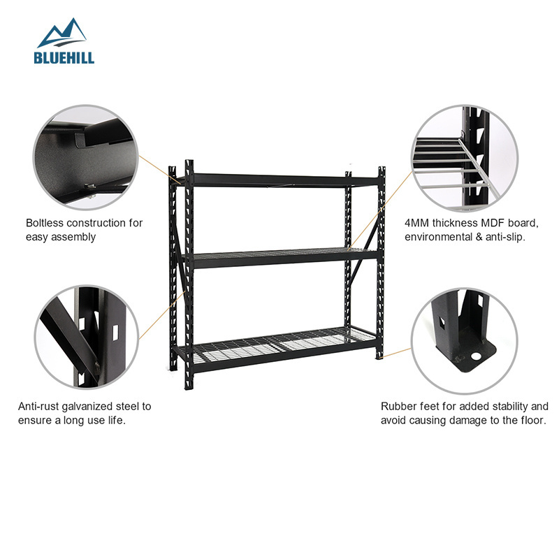 Industrial commercial warehouse welded steel garage shelving unit regal schwer heavy duty boltless black shelving racking system