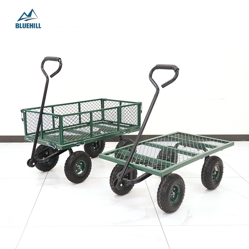 Heavy Duty Steel Mesh Garden Hand Cart Garden Tools Cart Utility Wagon Cart