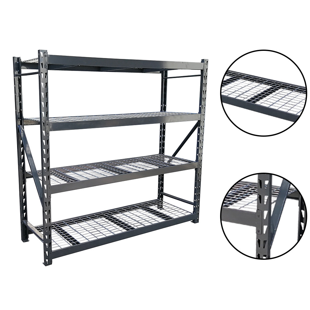 3-4 tier heavy duty adjustable welded  slotted angle storage holders muscle racks shelves boltness rack