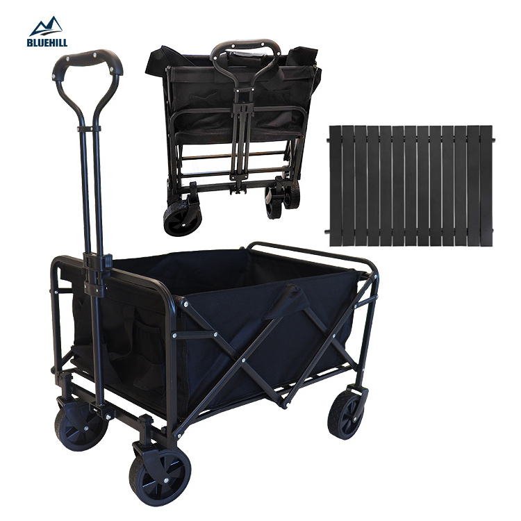 Heavy Duty Collapsible Folding All Terrain Utility Wagon Beach Cart With Egg Roll Table and Tailgate