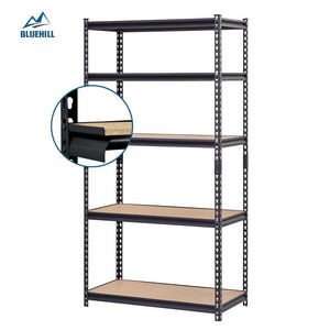 Heavy duty easy-install adjustable 5 stories hammer tone metal boltless rack shelf depth 20 for garage wearhouse shed