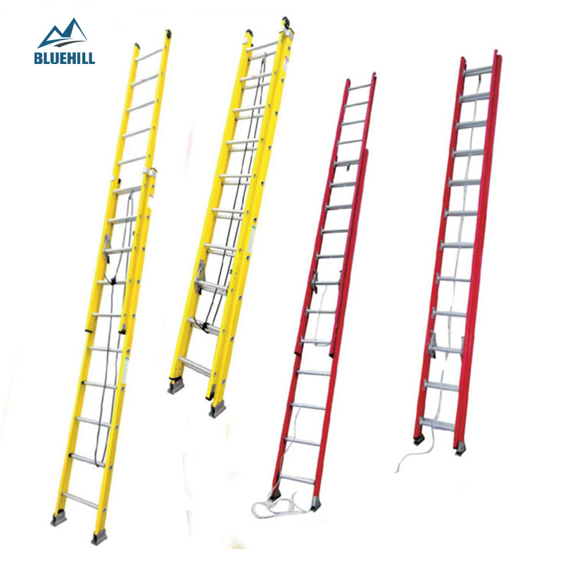 3.8 meter 8m 10m fiberglass insulation ladder semi insulated 3-section fiberglass telescopic step ladder with platform