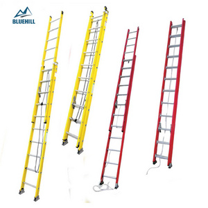 3.8 meter 8m 10m fiberglass insulation ladder semi insulated 3-section fiberglass telescopic step ladder with platform