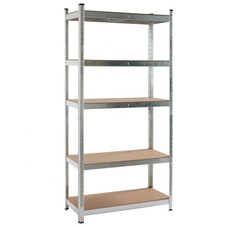 Light duty 5 tiers/layer slotted boltless Steel storage metal shelf rack silver garage shelving units - galvanised